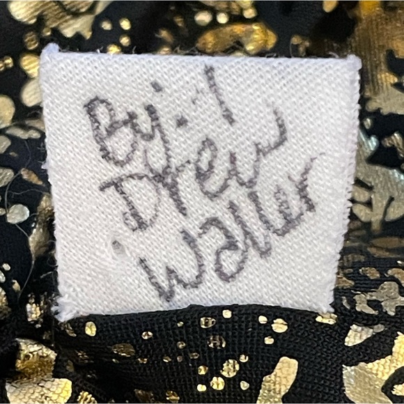 Black and Metallic Gold Print Infinity Circle Scarf Handmade by Local Artisan - Picture 10 of 10